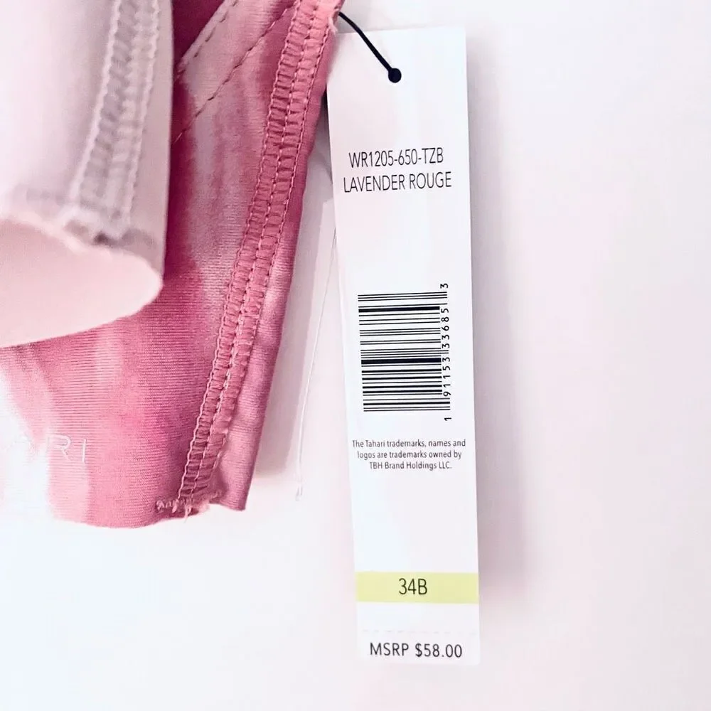 NWT Pack of 2 Tahari Gorgeous Wire Free Smooth Comfort Lilac Purple/Tie Dye Bras